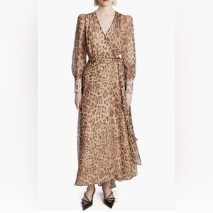 NWTS - Lucianna Leopard Print Long Sleeve Wrap Dress